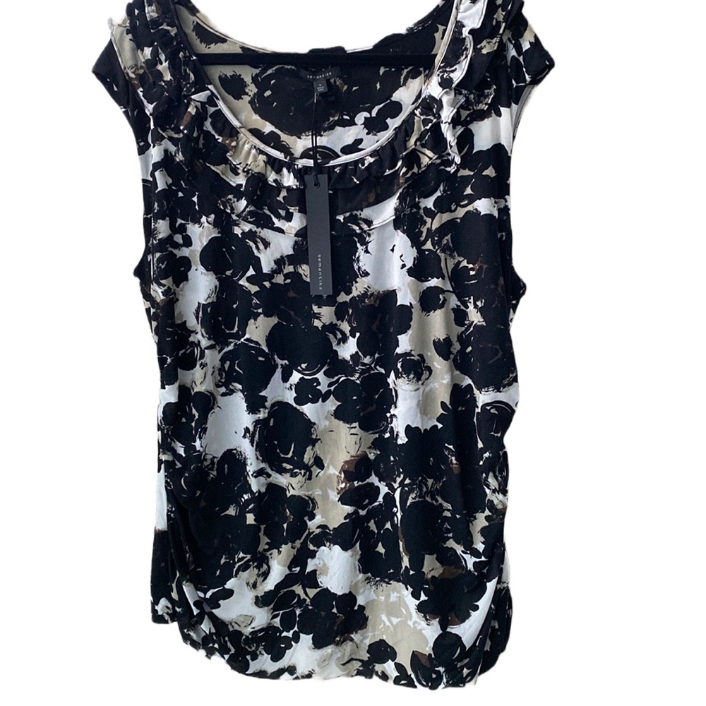 NWT 🖤🤎 Semantiks Nordstrom Lightweight Sleeveless Ruffled Tank Side Ruching 3X